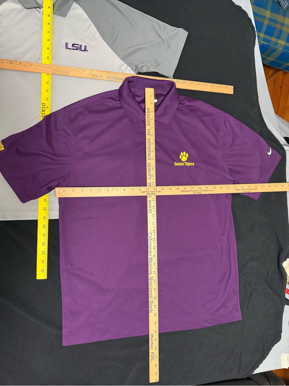 Lot Of 2 LSU Tigers Men’s Large Short Sleeve Polo Shirts Nike & Antigua Prpl Gry - Picture 2 of 9
